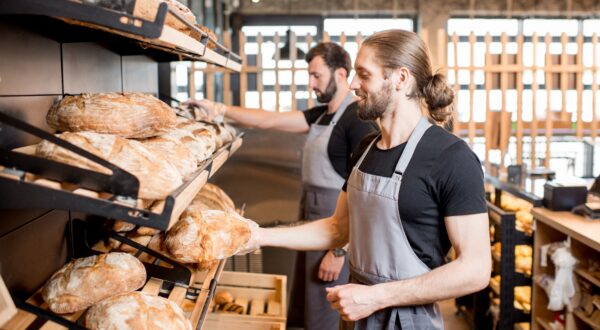 Sellers working in the bakery shop