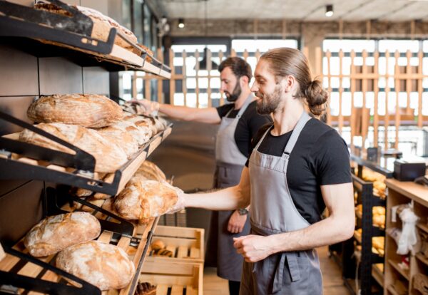 Sellers working in the bakery shop